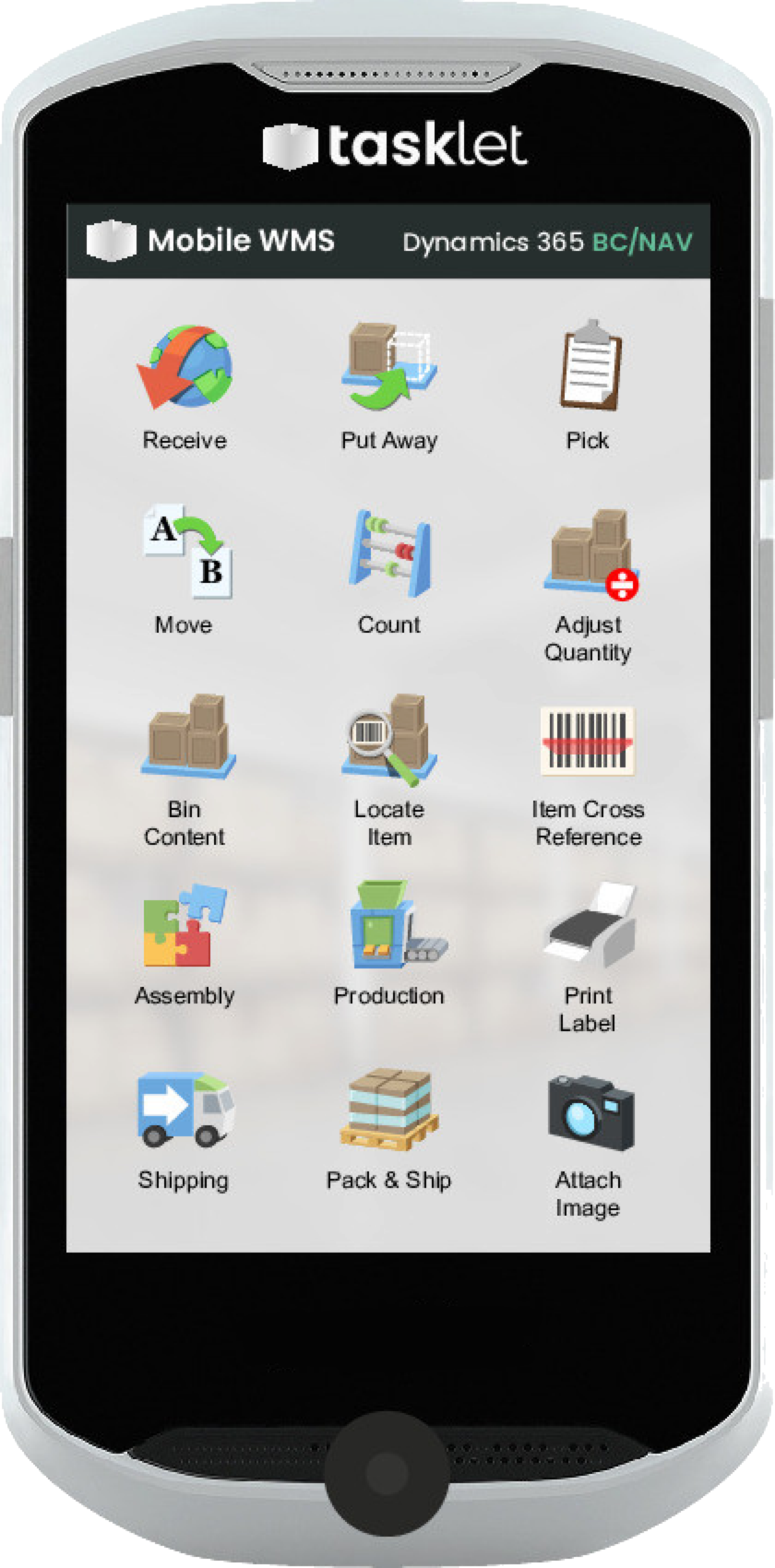 Tasklet Mobile WMS running on a handheld warehouse scanner